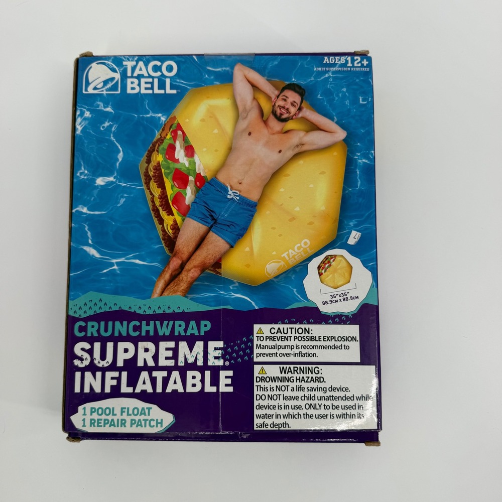 Taco Bell Crunchwrap Supreme Inflatable Pool Float 35x35 Novelty Summer Toy
